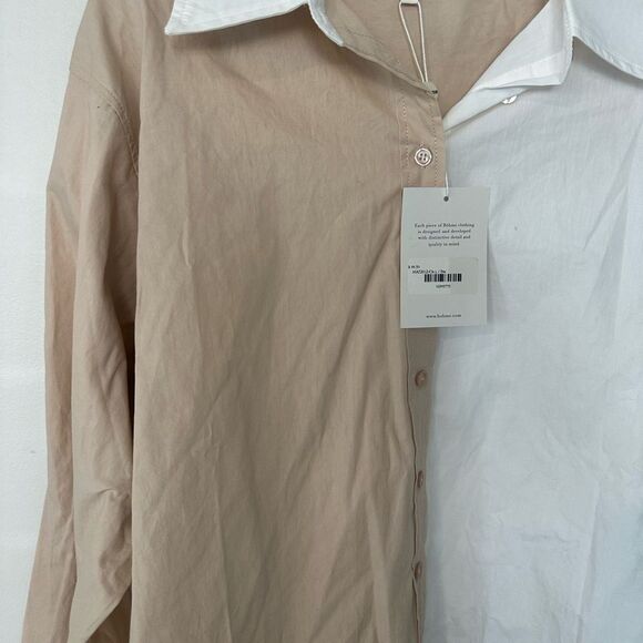 Bohme 2 Tone Colorblock Front Button Women’s Top L (NWT) - Picture 2 of 5
